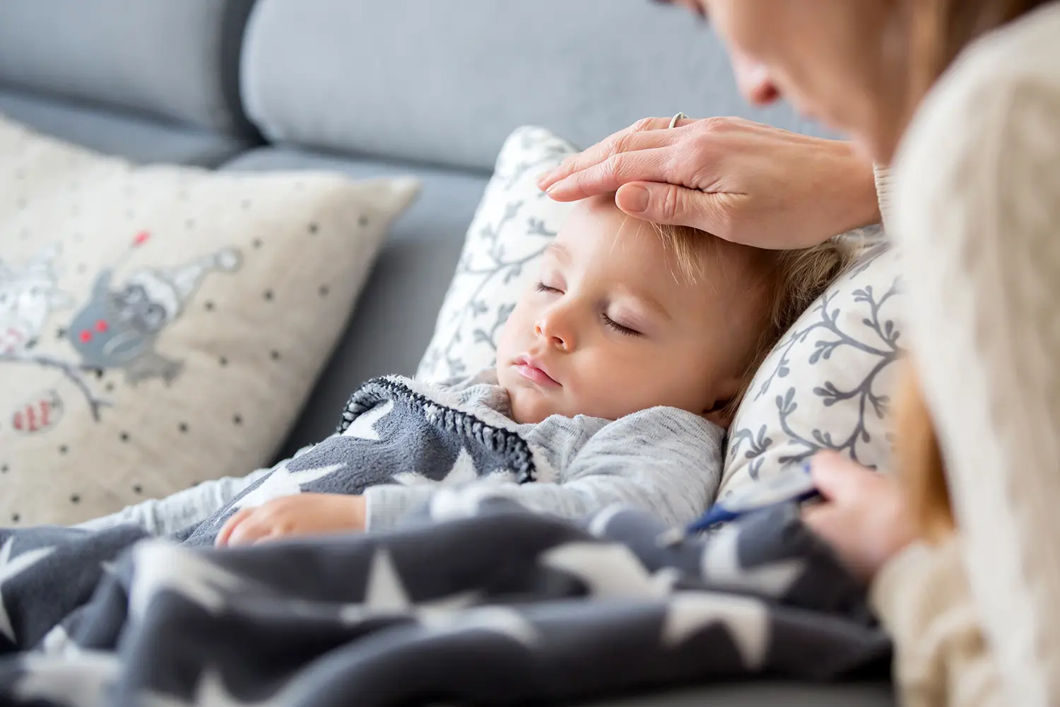 Sick child with parent