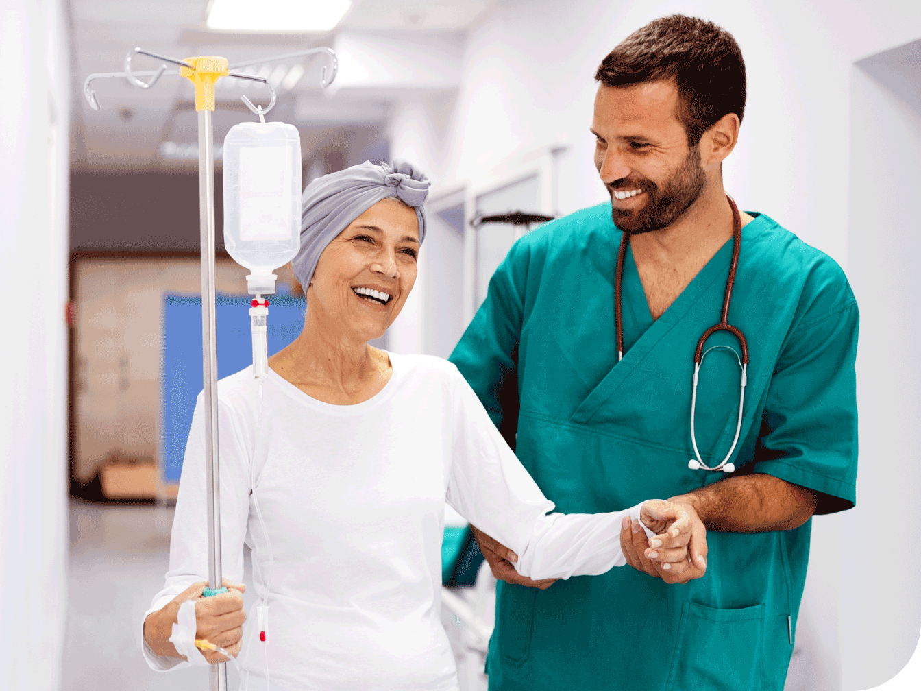 Smiling female at infusion center