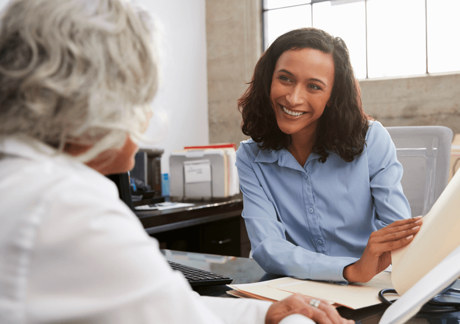 Doctor talking with student