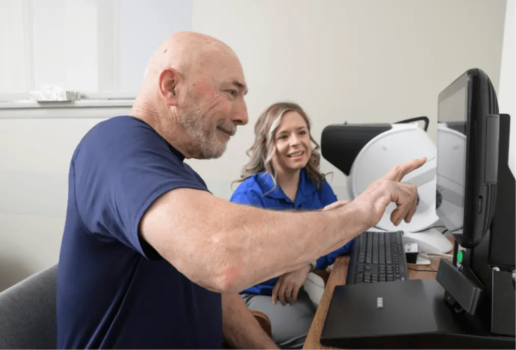 Patient discussing results with therapist