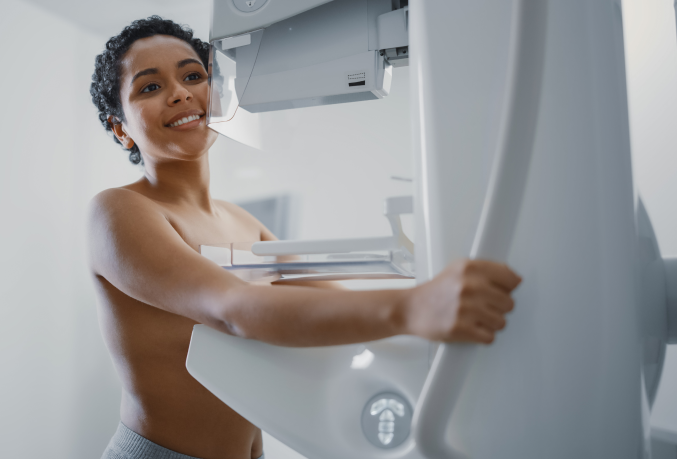 Woman getting a breast scan