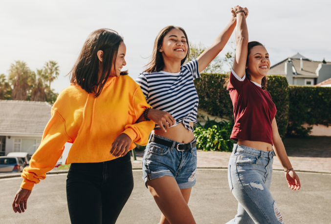 Group of young teen girls