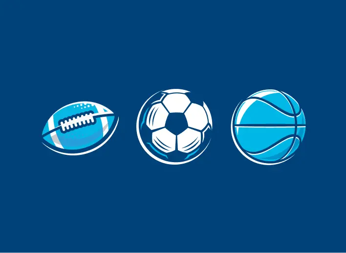 Football, Soccer Ball, Basketball graphic