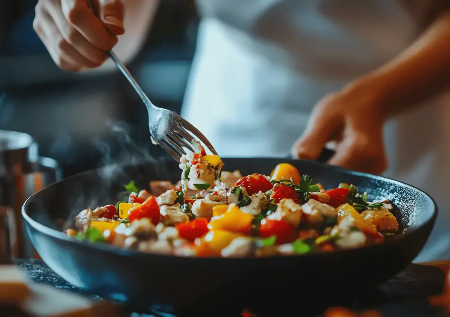 Chief cooking a health meal