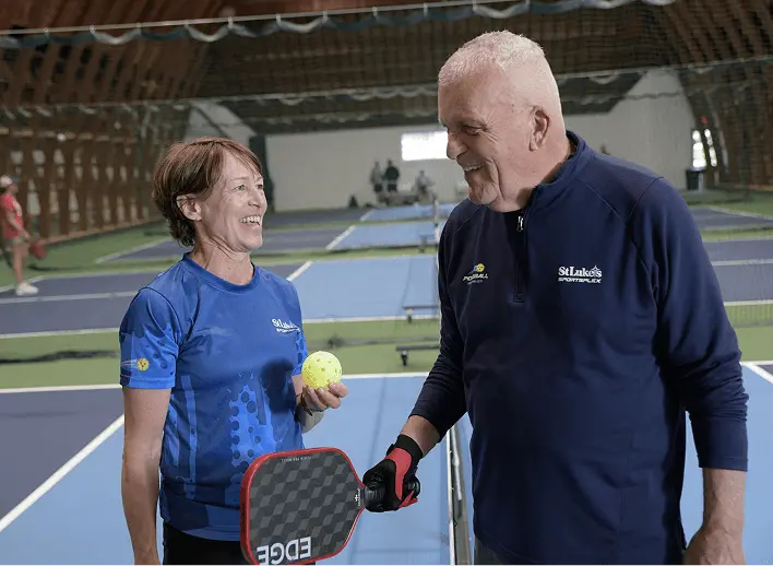 Players on a pickleball court