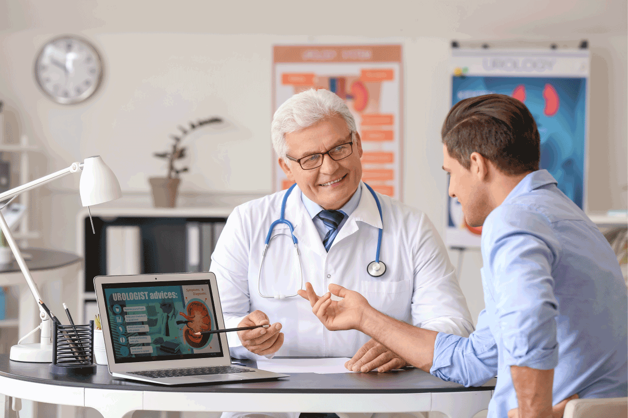 Urologist having discussion with patient